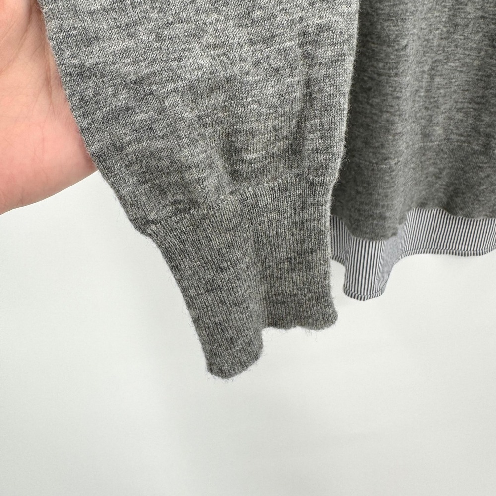 J.Crew Womens Merino Wool Blend Mixed Media Striped Layered Sweater Grey S - Picture 8 of 12